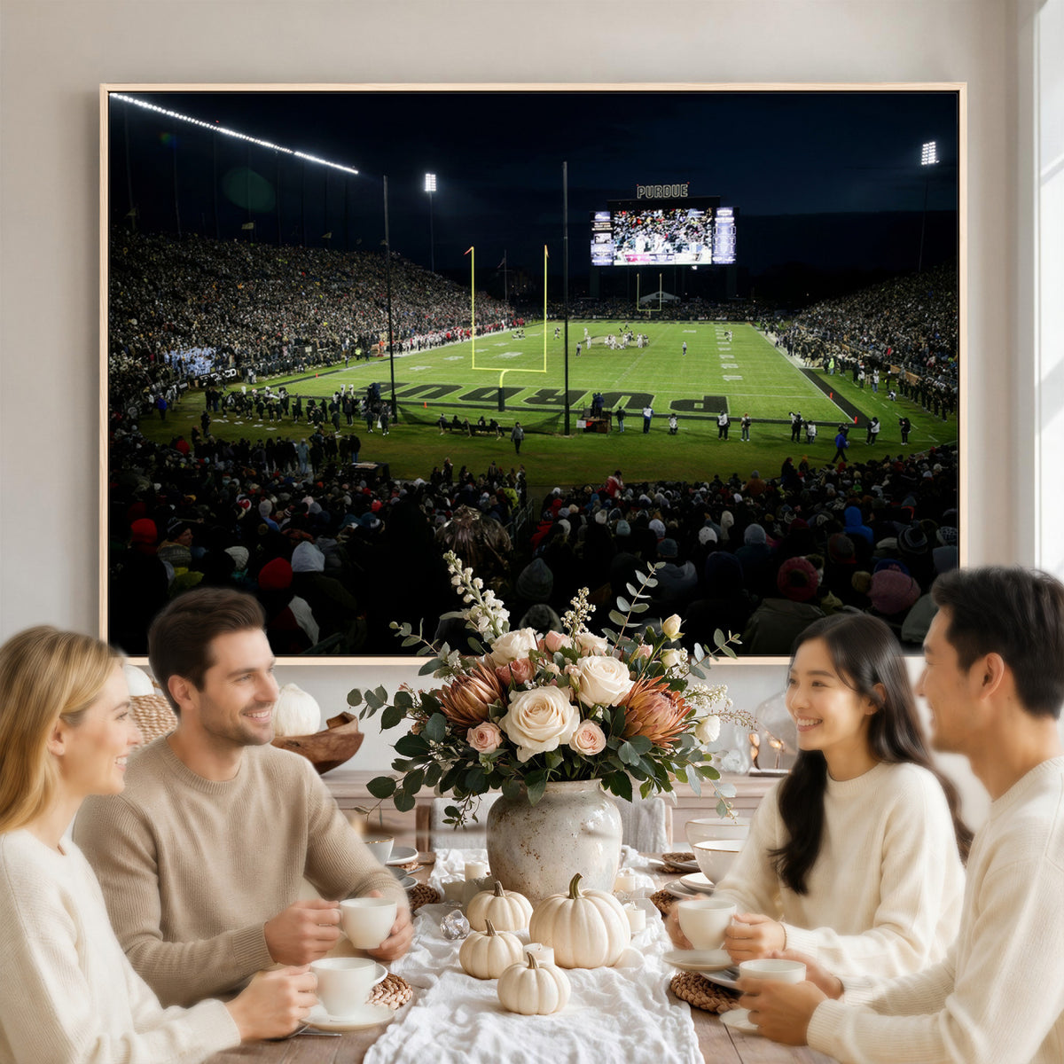60140-MGV-CV-36X24 - Purdue Boilermakers Football Team Print - West Lafayette Ross–Ade Stadium Wall Art Canvas Print