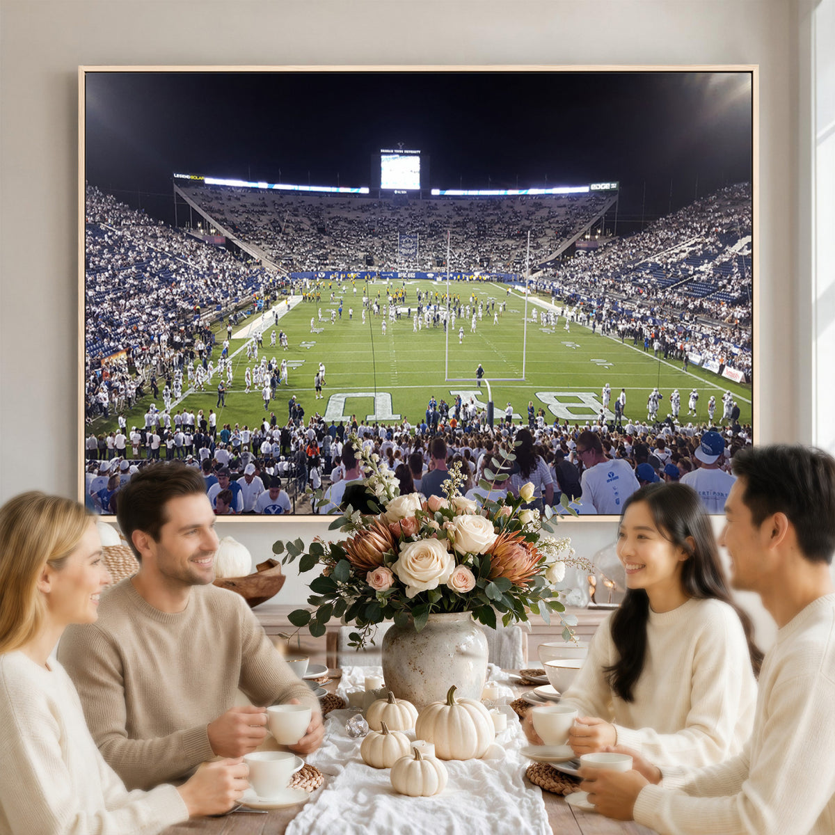 65036-MGV-CV-36X24 - Brigham Young University Cougars Football Print Canvas - Provo LaVell Edwards Stadium Wall Art