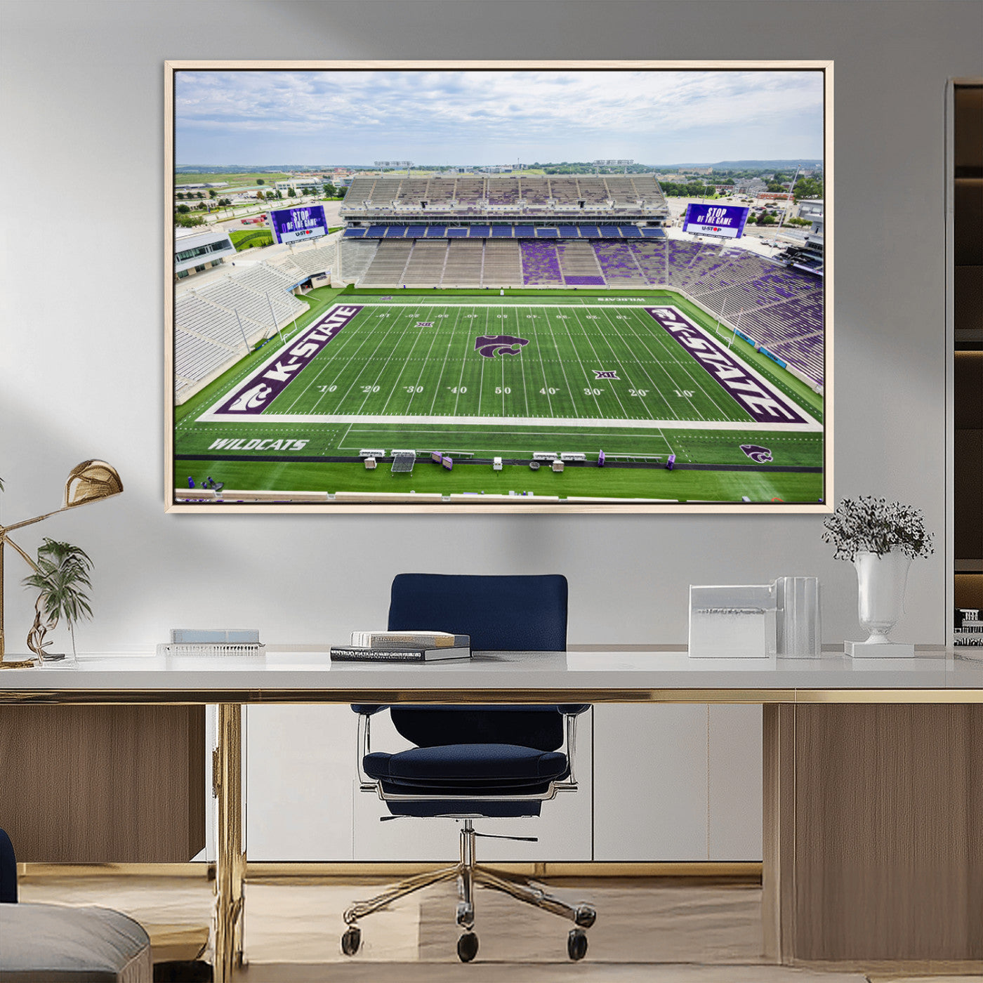 MGV-FC-36X24 - KState Wildcats Football Team Print - Manhattan Bill Snyder Family Football Stadium Wall Art Canvas