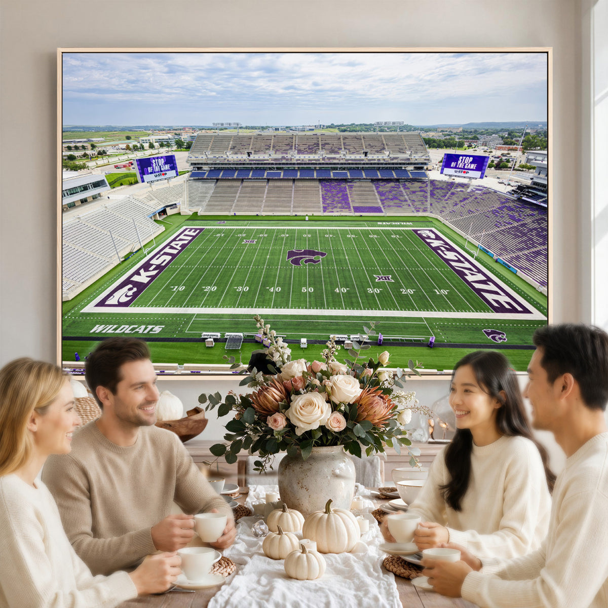 29452-MGV-CV-36X24 - KState Wildcats Football Team Print - Manhattan Bill Snyder Family Football Stadium Wall Art Canvas