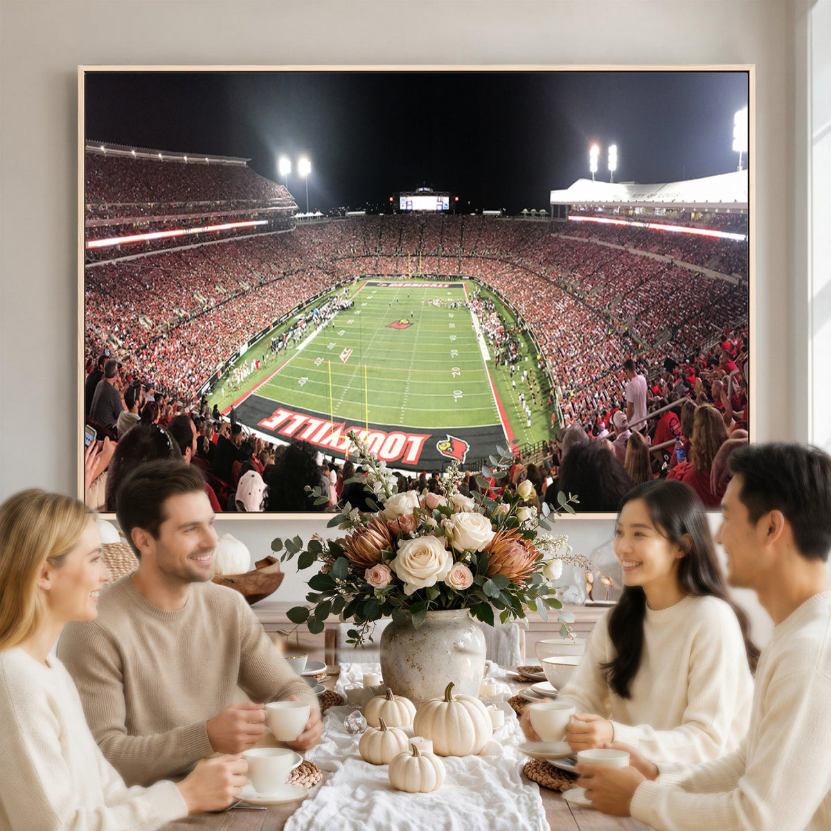 52267-MGV-CV-36X24 - University of Louisville Cardinals Football Team Print - Louisville Cardinal Stadium Wall Art Canvas