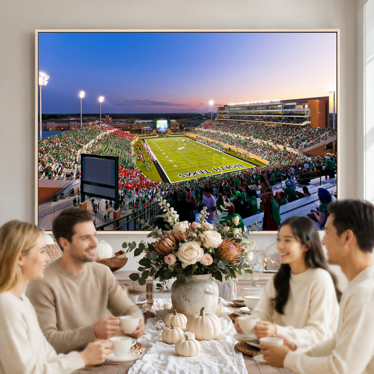 25916-MGV-CV-36X24 - University of North Texas Mean Green Football Team Print - Denton DATCU Stadium Canvas Print Wall