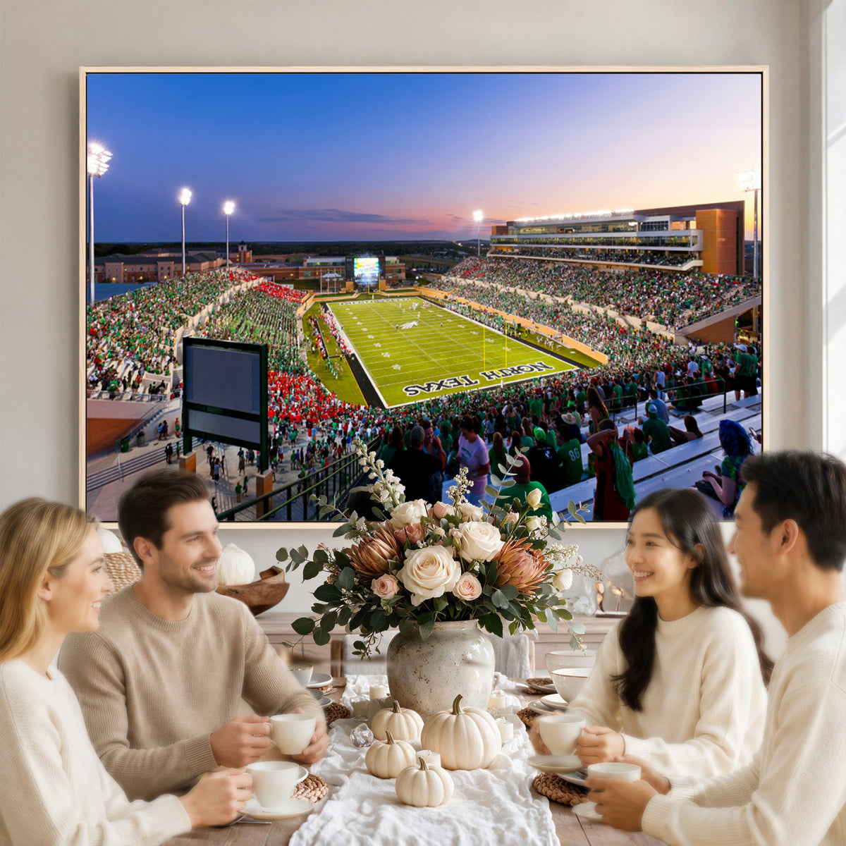 81582-MGV-CV-36X24 - University of North Texas Mean Green Football Team Print - Denton DATCU Stadium Wall Art Canvas