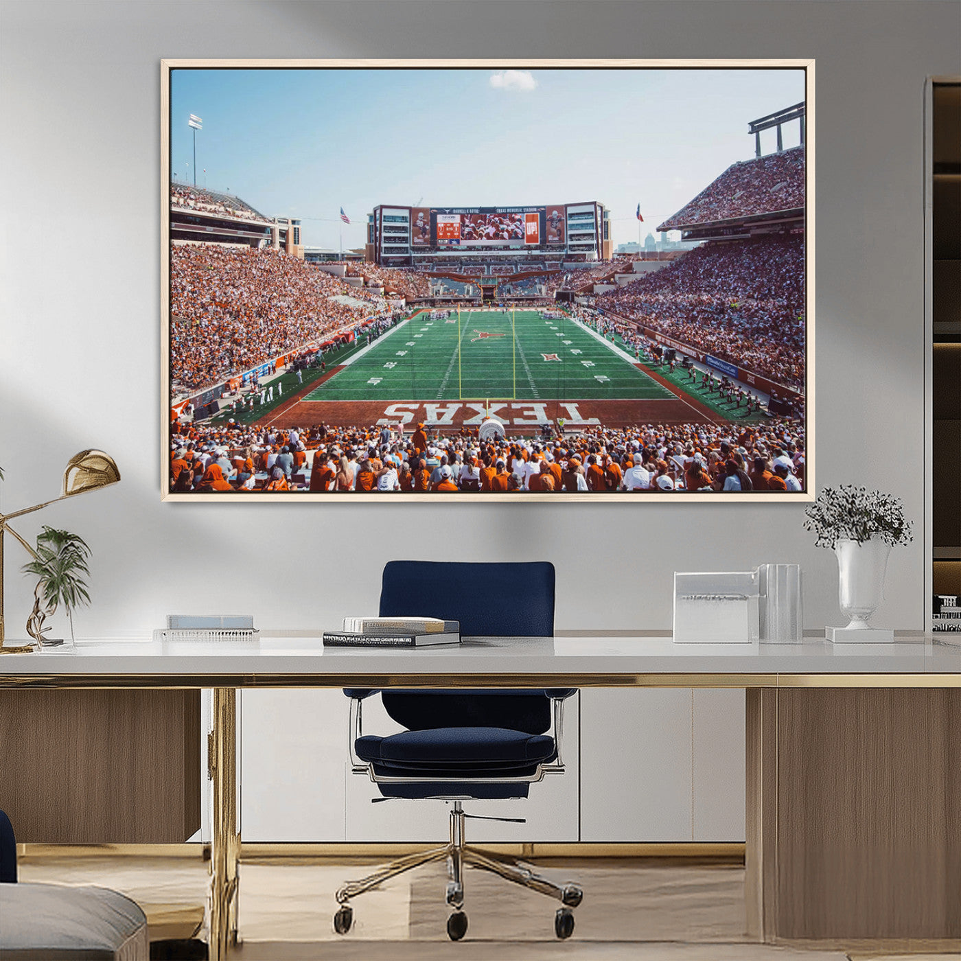 MGV-FC-36X24 - Framed Texas Memorial Stadium Canvas, University of Texas Longhorns Football Team Print - Austin