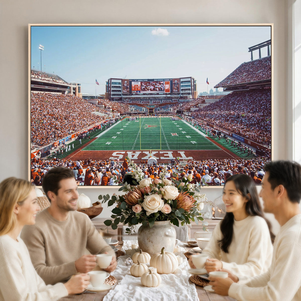 14826-MGV-CV-36X24 - Framed Texas Memorial Stadium Canvas, University of Texas Longhorns Football Team Print - Austin