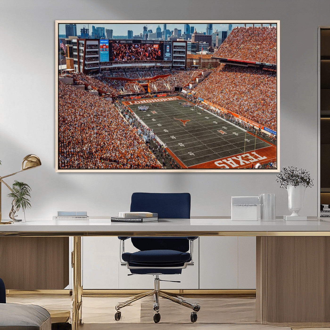 MGV-FC-36X24 - University of Texas Longhorns Football Team Print - Austin Darrell K Royal-Texas Memorial Stadium