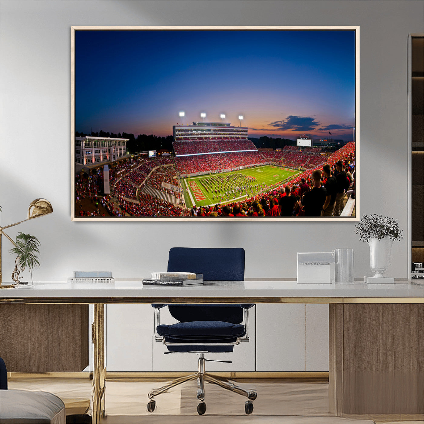 MGV-FC-36X24 - Wolfpack Football Team Wall Art Print - Raleigh Carter-Finley Stadium Wall Art Canvas Print