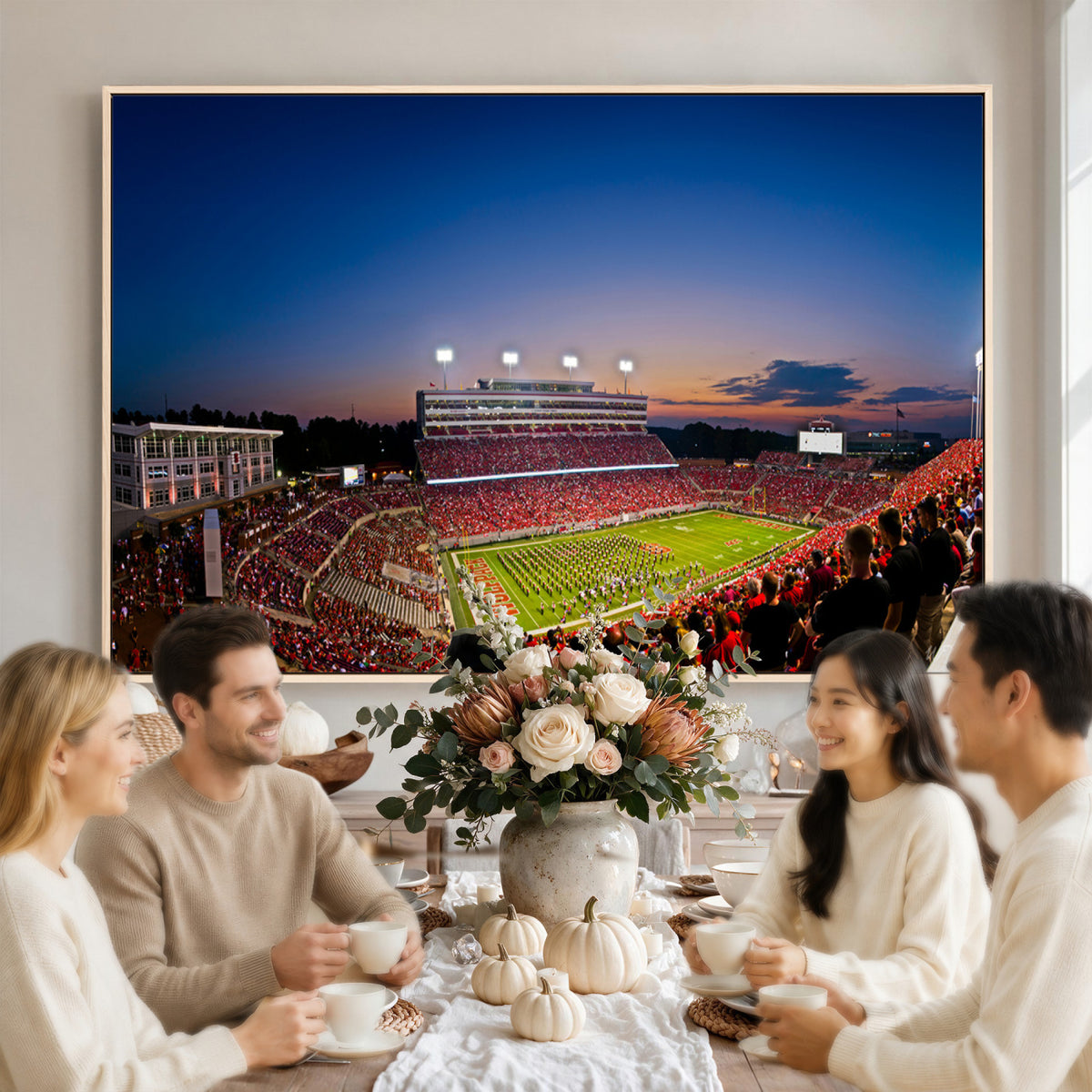 76202-MGV-CV-36X24 - Wolfpack Football Team Wall Art Print - Raleigh Carter-Finley Stadium Wall Art Canvas Print