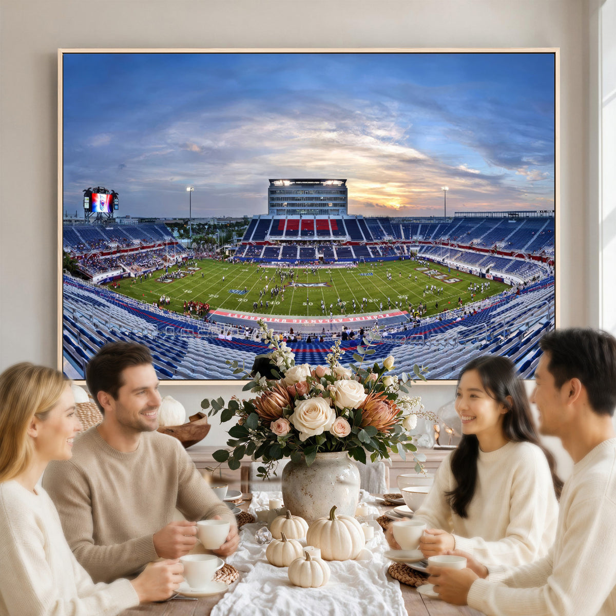 69559-MGV-CV-36X24 - Florida Atlantic University Owls Football Team Print - Boca Raton FAU Stadium Wall Art Canvas Print