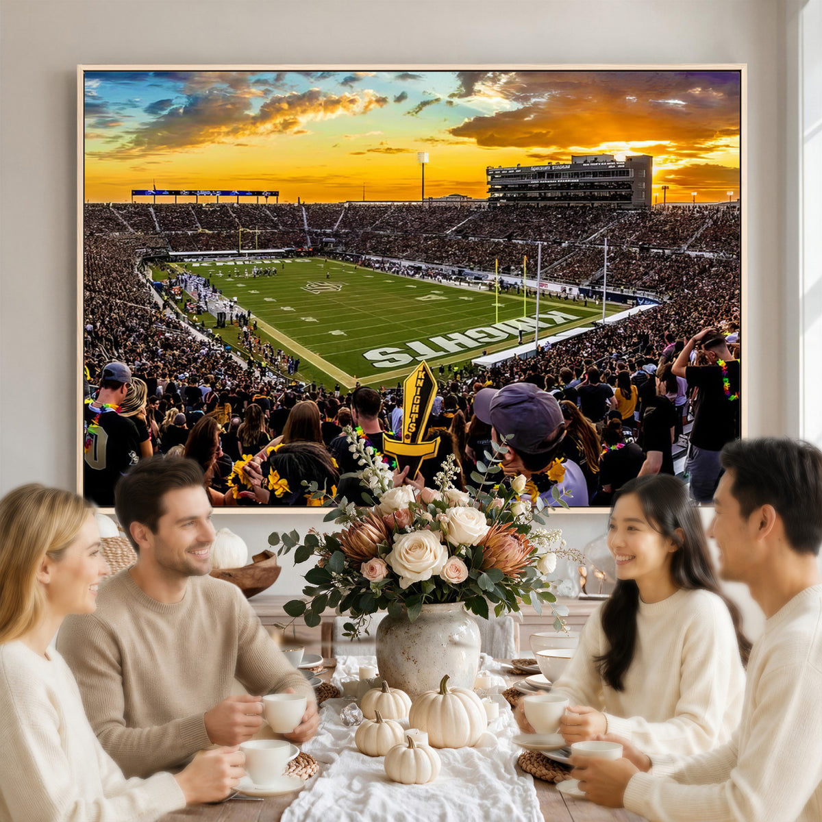 66803-MGV-CV-36X24 - UCF Knights Football Team Print - Orlando FBC Mortgage Stadium, UCF Knights Wall Art Canvas Print