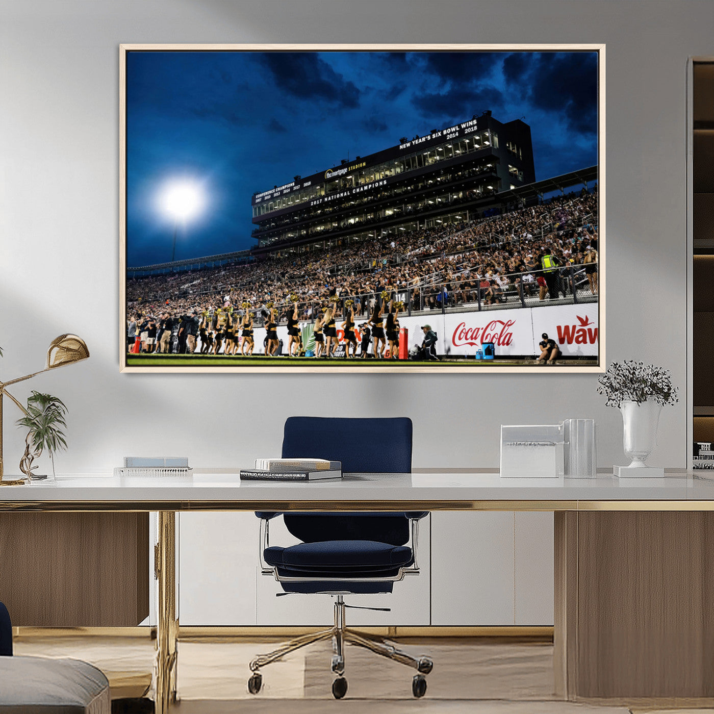 MGV-FC-36X24 - UCF Knights Football Team Print - Orlando FBC Mortgage Stadium Wall Art Canvas Print