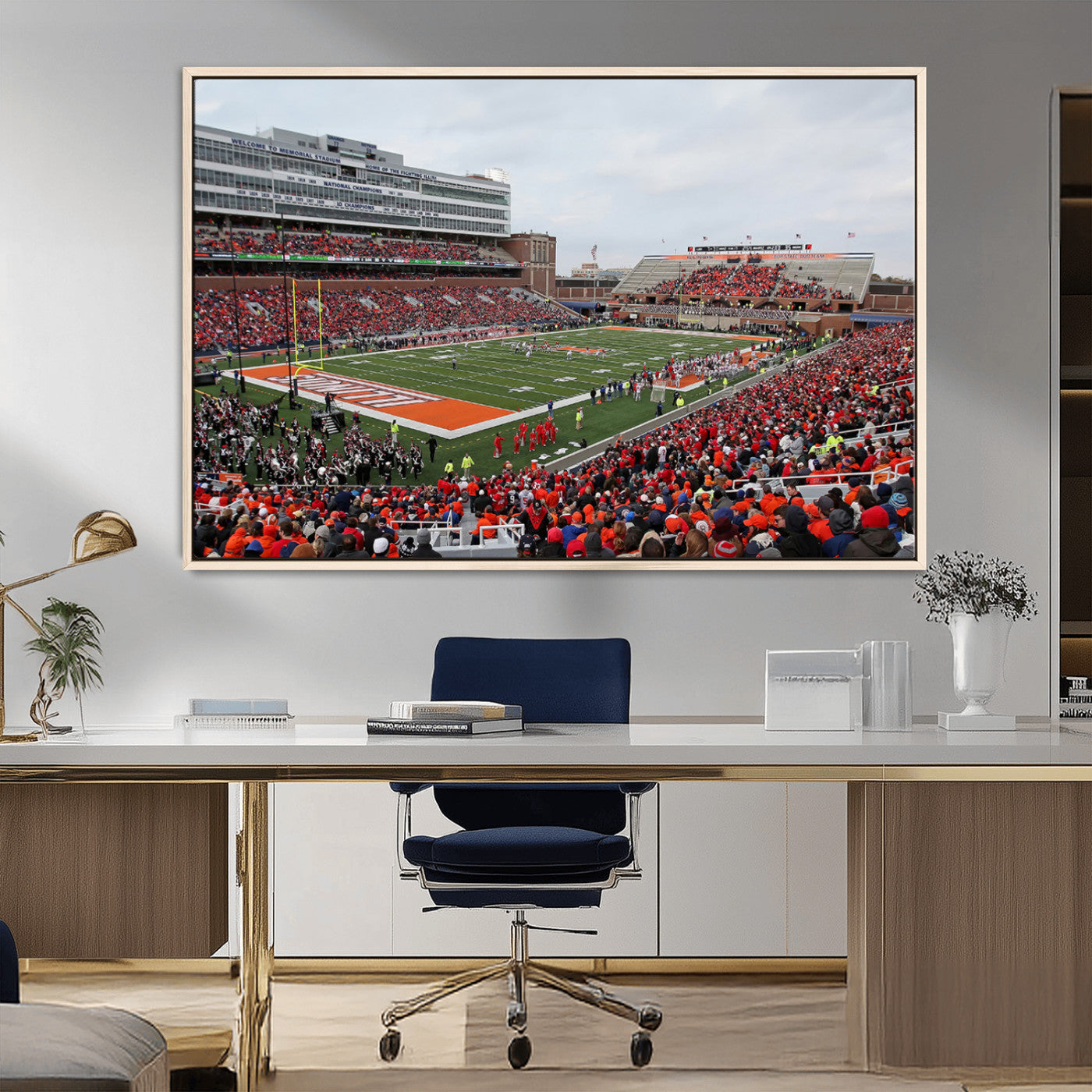 MGV-FC-36X24 - University of Illinois Fighting Illini Football Team Print - Champaign Illinois Memorial Stadium