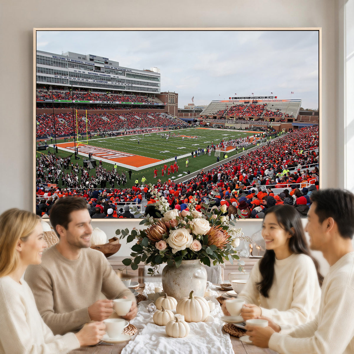 86851-MGV-CV-36X24 - University of Illinois Fighting Illini Football Team Print - Champaign Illinois Memorial Stadium