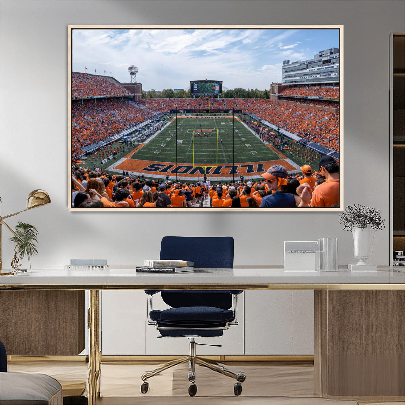 MGV-FC-36X24 - University of Illinois Fighting Illini Football Team Print Canvas - Champaign Illinois Memorial