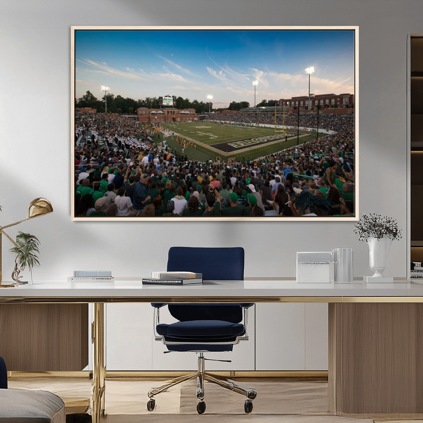 MGV-FC-36X24 - University of Charlotte 49ers Football Team Print - Charlotte Jerry Richardson Stadium Wall Art