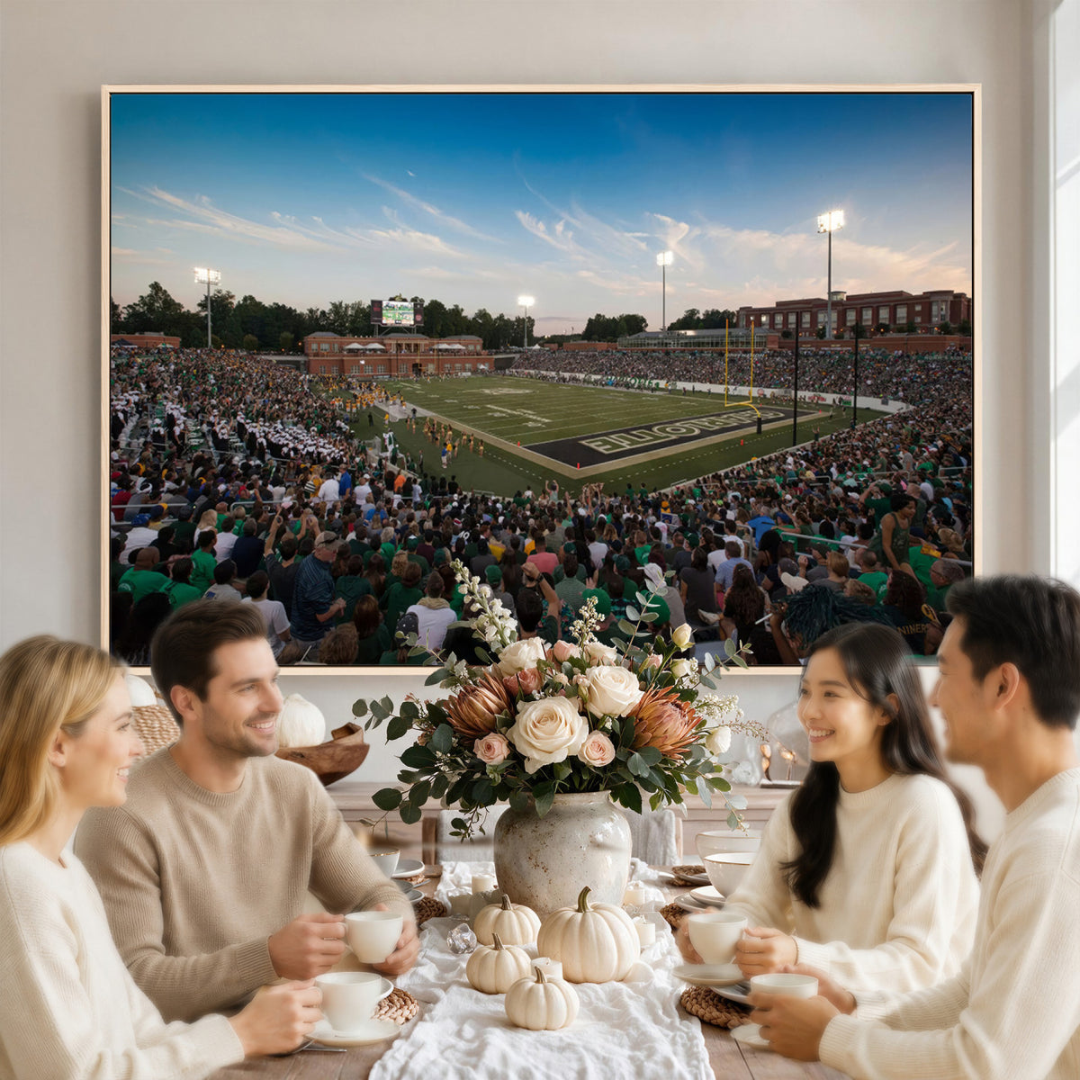 12290-MGV-CV-36X24 - University of Charlotte 49ers Football Team Print - Charlotte Jerry Richardson Stadium Wall Art