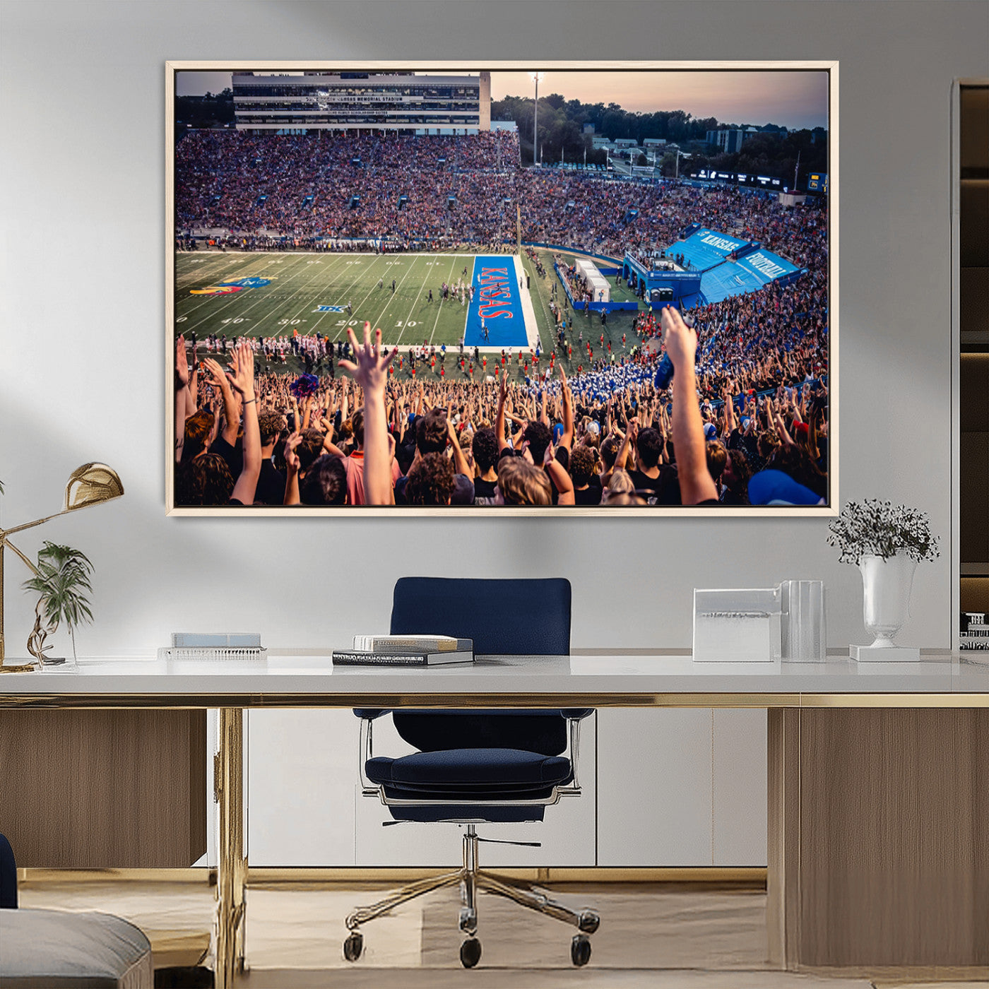 MGV-FC-36X24 - University of Kansas Jayhawks Football Team Art Print - Lawrence Kansas Memorial Stadium Wall Art