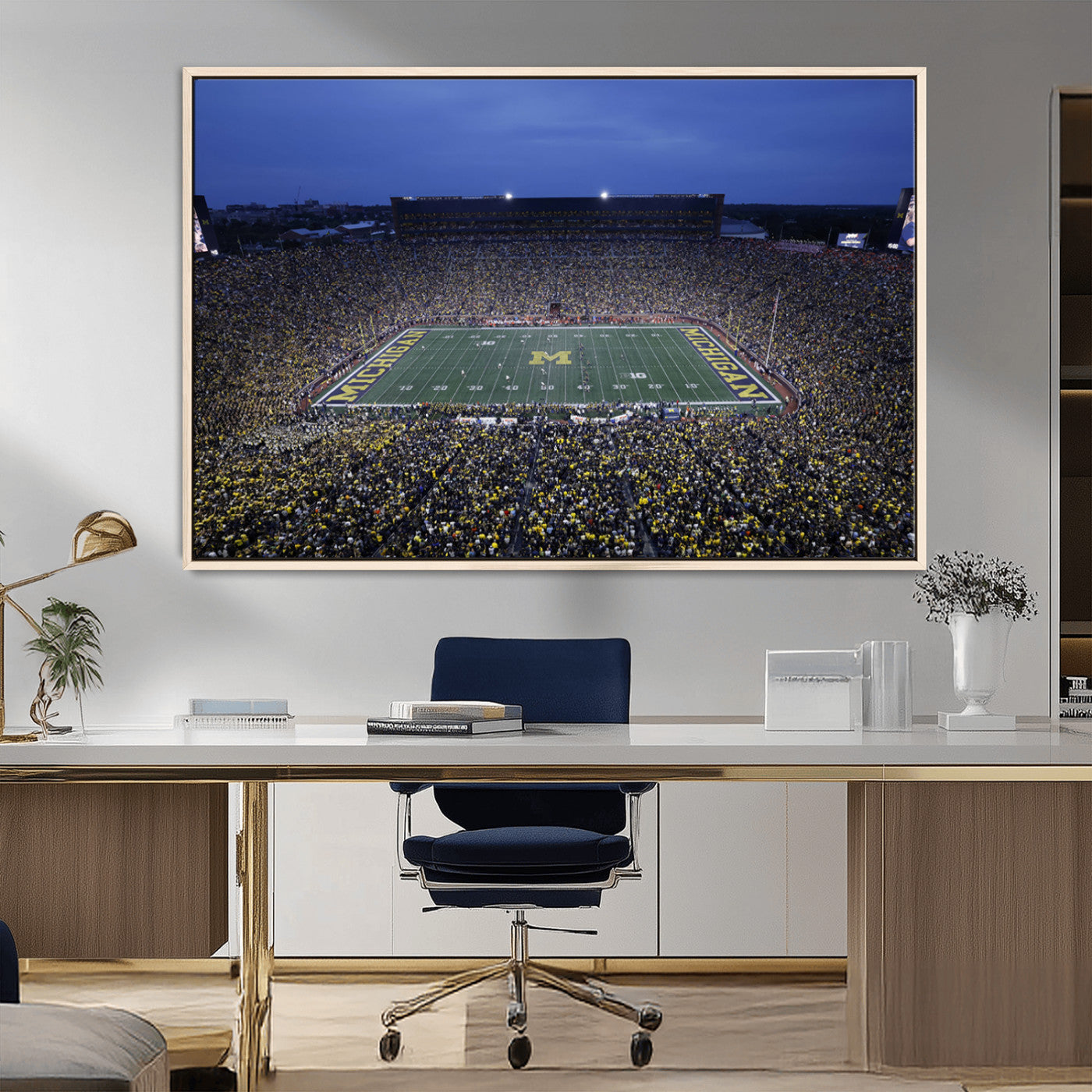 MGV-FC-36X24 - University of Michigan Wolverines Football Team Print - Ann Arbor Michigan Stadium Wall Art Canvas