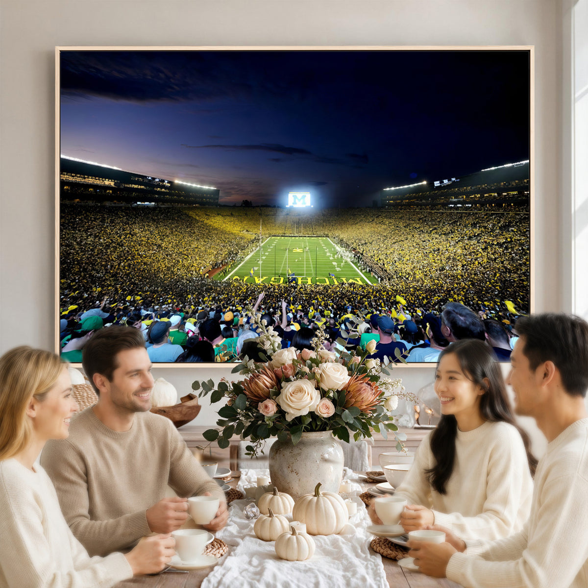 22115-MGV-CV-36X24 - University of Michigan Wolverines Football Team Print - Ann Arbor Michigan Stadium Canvas Print