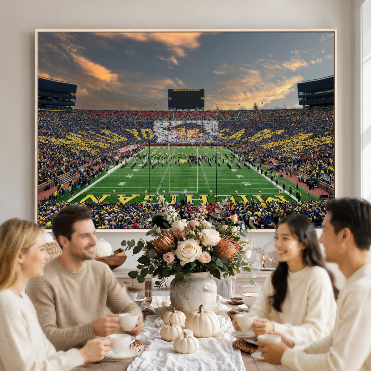 81843-MGV-CV-36X24 - University of Michigan Wolverines Print Canvas, Football Team Print - Ann Arbor Michigan Stadium
