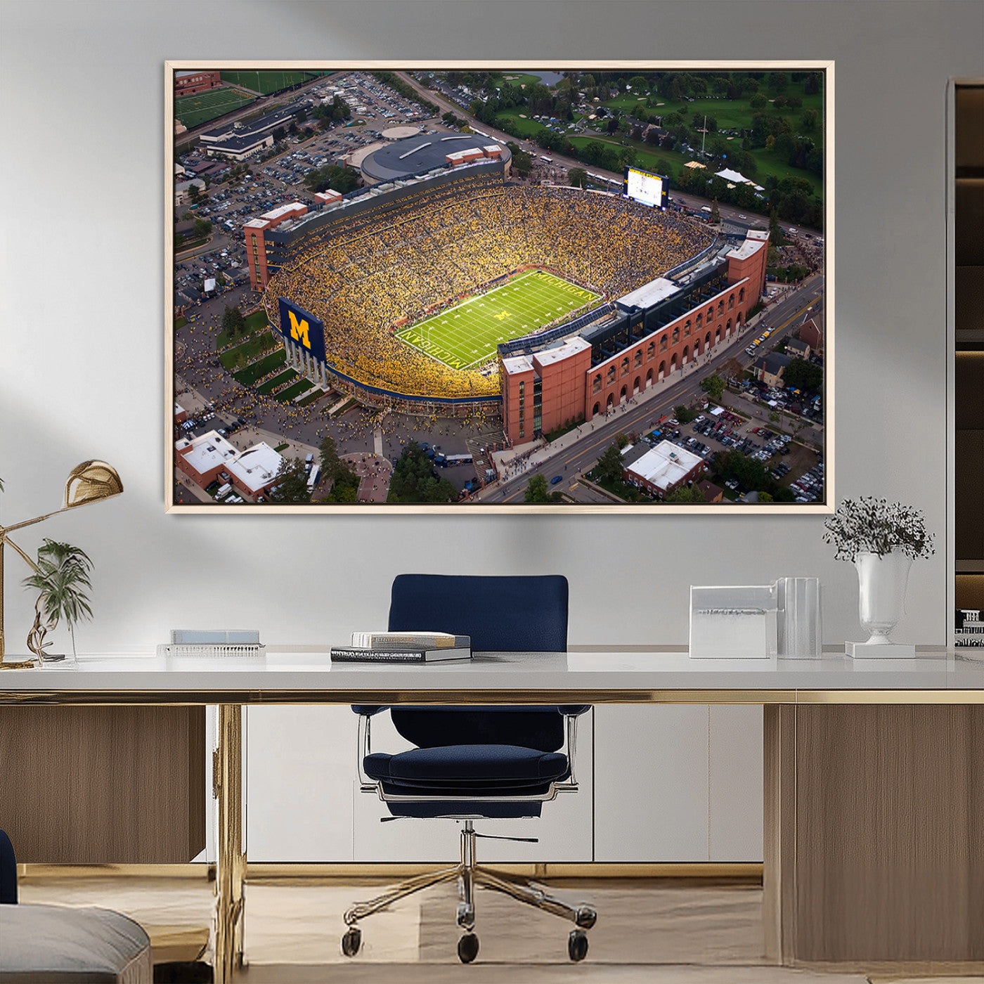 MGV-FC-36X24 - University of Michigan Wolverines Football Team Print - Ann Arbor Michigan Stadium Wall Art Canvas