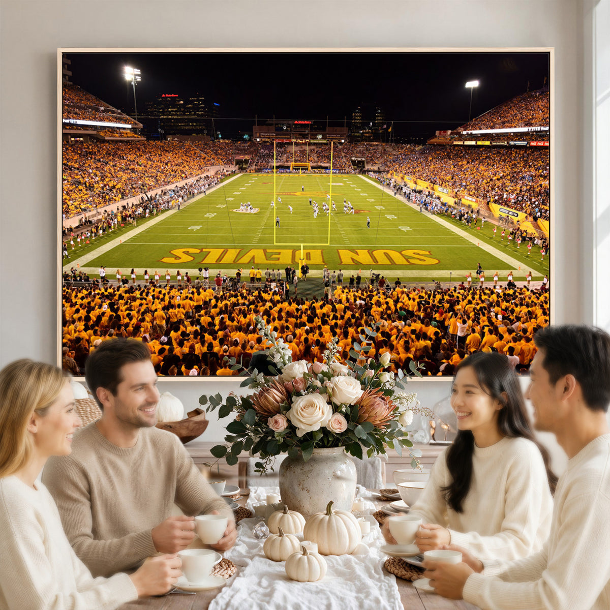 21588-MGV-CV-36X24 - ASU Sun Devils Football Team Print - Phoenix Mountain America Stadium Wall Art Canvas Print