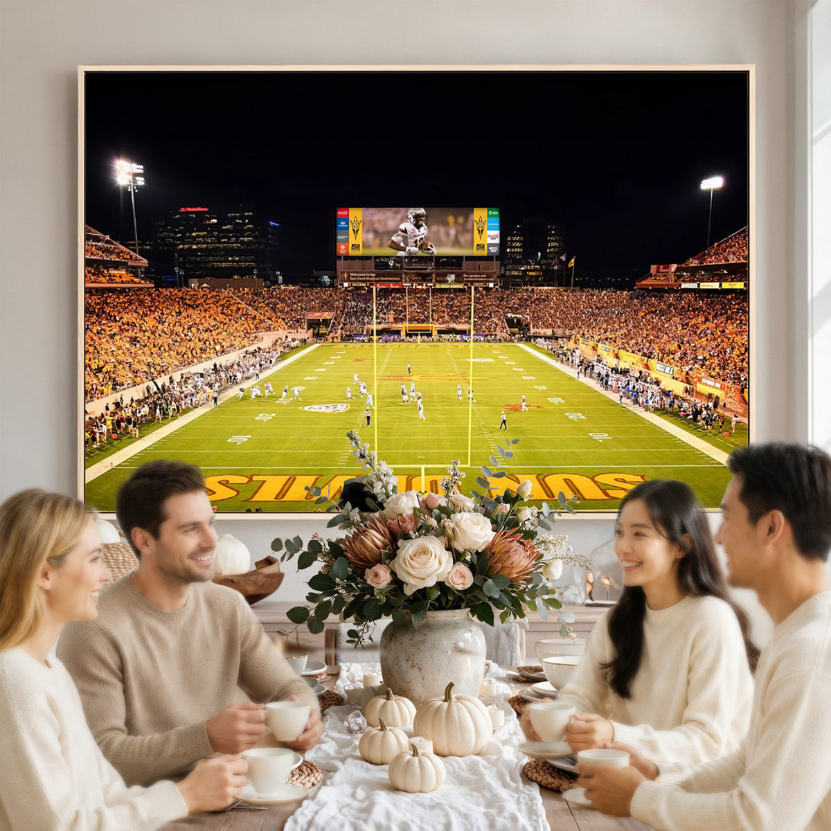 87612-MGV-CV-36X24 - ASU Sun Devils Football Team Print - Phoenix Mountain America Stadium Canvas Print