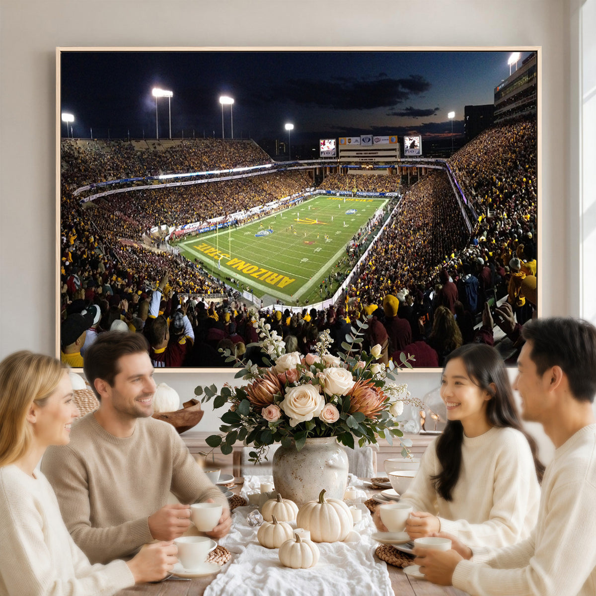 75716-MGV-CV-36X24 - ASU Sun Devils Football Team Print Canvas - Phoenix Mountain America Stadium Wall Art Canvas Print