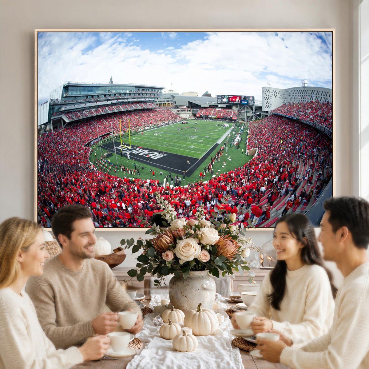 54070-MGV-CV-36X24 - Cincinnati Bearcats Football Team Print - Nippert Stadium Wall Art Canvas Print