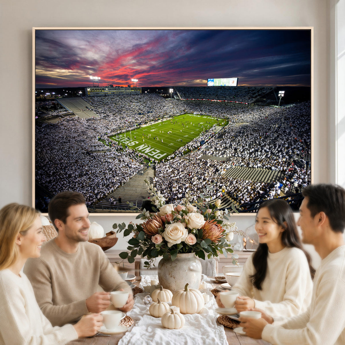 37304-MGV-CV-36X24 - Penn State Nittany Lions Football Team Print - University Park Beaver Stadium Art Canvas Print