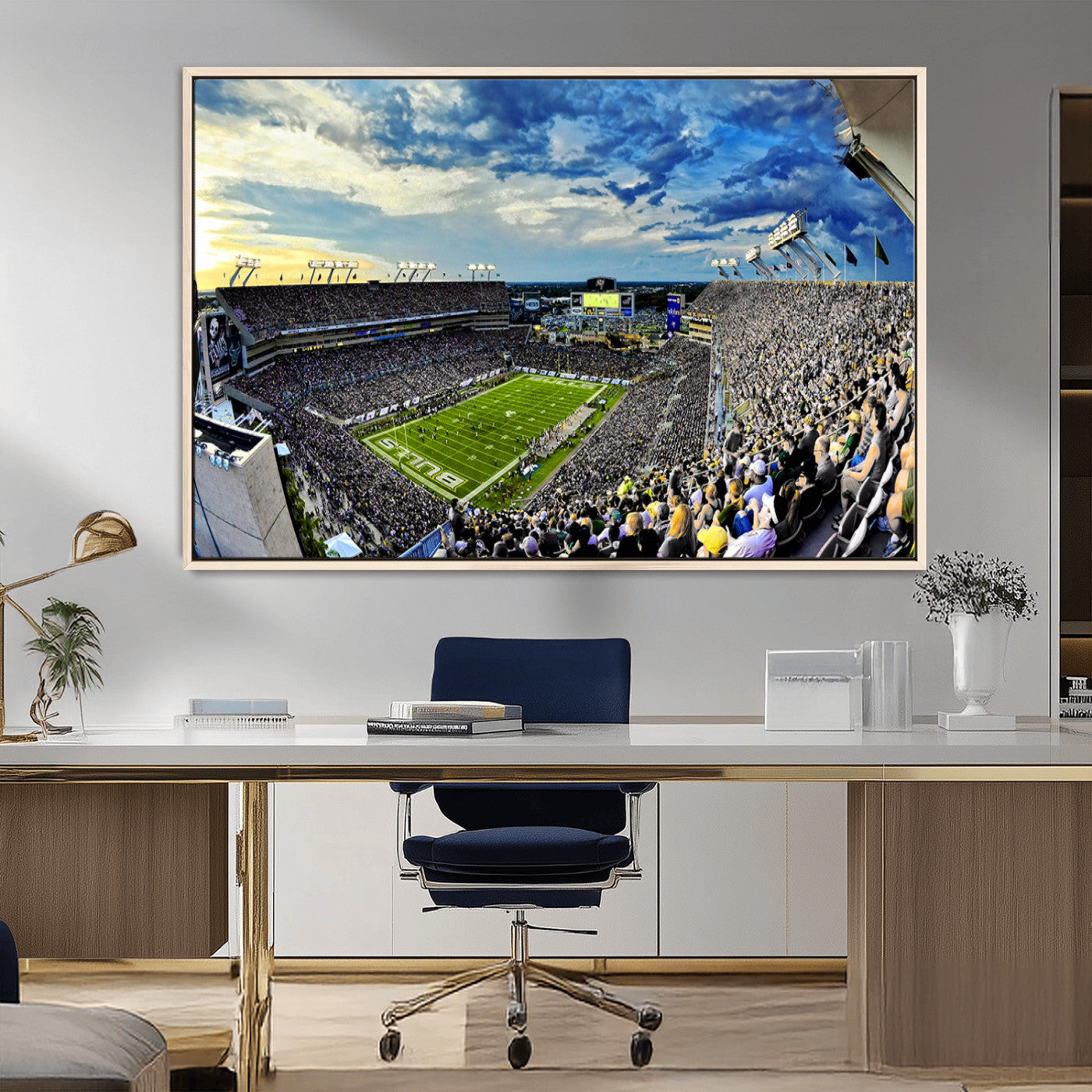 MGV-FC-36X24 - Framed USF Bulls Football Team Print - Tampa Raymond James Stadium Wall Art Canvas Print
