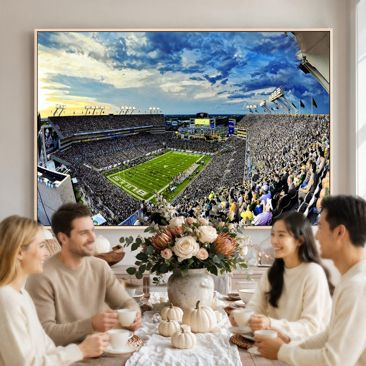 23788-MGV-CV-36X24 - Framed USF Bulls Football Team Print - Tampa Raymond James Stadium Wall Art Canvas Print