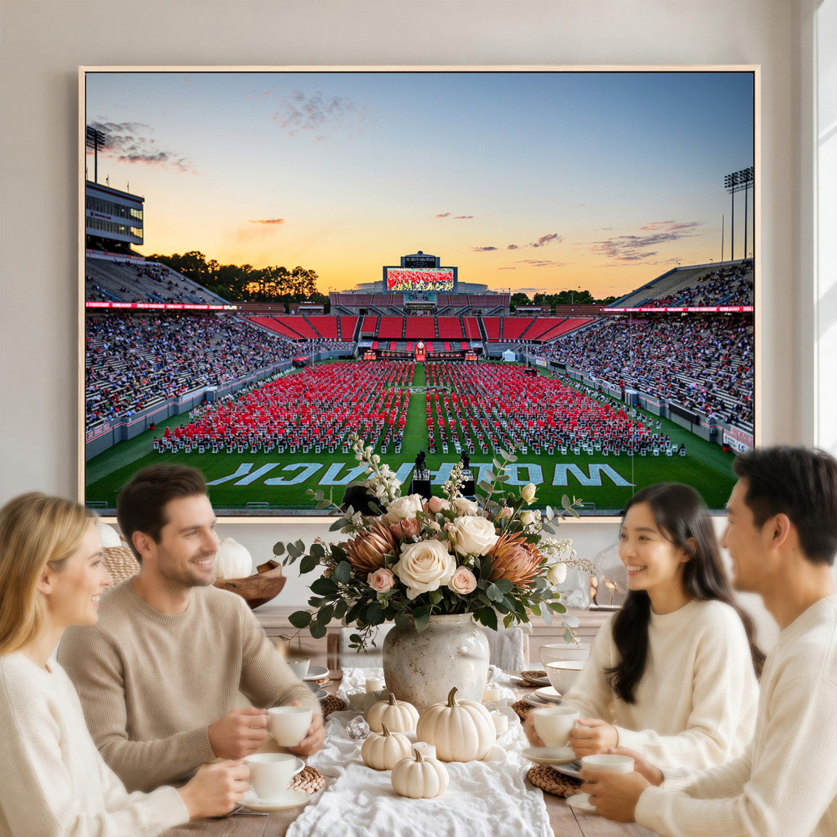 35266-MGV-CV-36X24 - NC State Wolfpack Football Team Print Wall Art - Raleigh Carter-Finley Stadium Wall Art Canvas Print