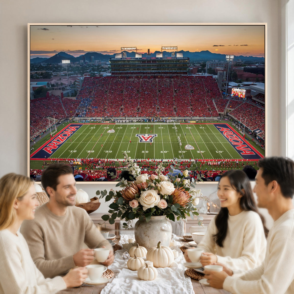 45563-MGV-CV-36X24 - Arizona Wildcats Football Team Print - Tucson Arizona Stadium Wall Art Canvas Print