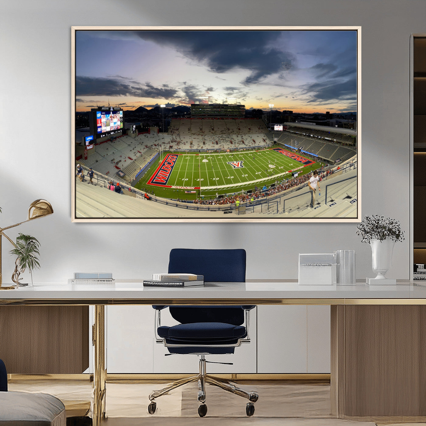 MGV-FC-36X24 - Arizona Wildcats Football Team Print - Tucson Arizona Stadium Wall Art Canvas Print