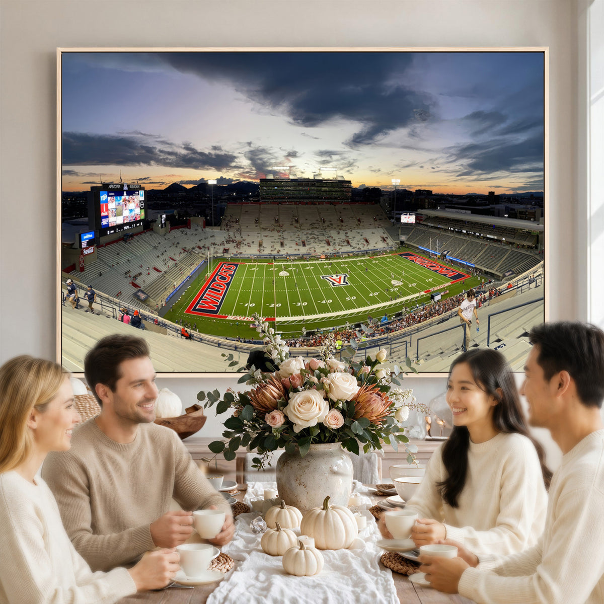 24339-MGV-CV-36X24 - Arizona Wildcats Football Team Print - Tucson Arizona Stadium Wall Art Canvas Print