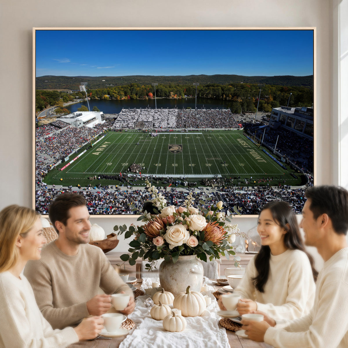 52056-MGV-CV-36X24 - Army Black Knights Football Team Print - West Point Michie Stadium Wall Art Canvas Print
