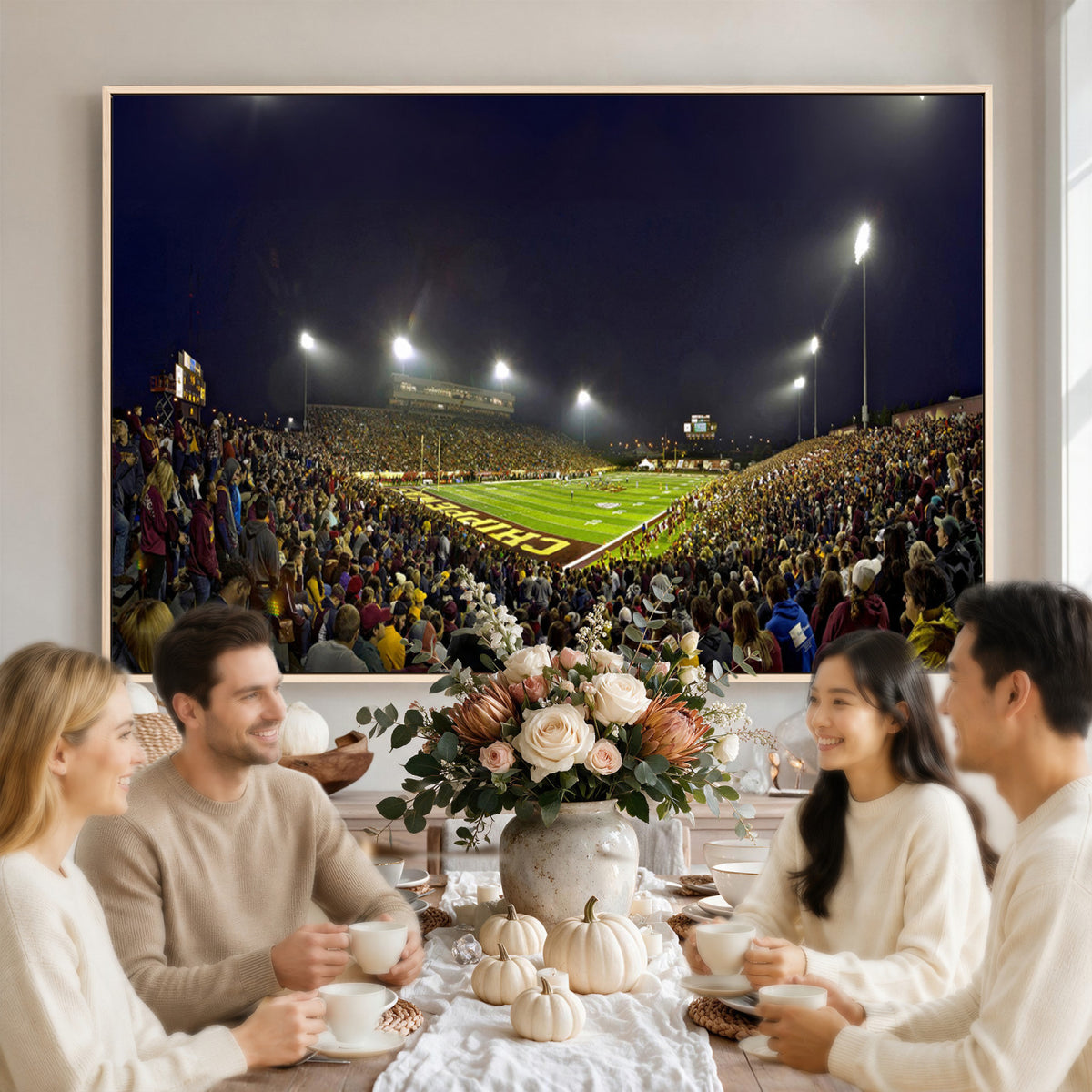 45619-MGV-CV-36X24 - Central Michigan University Chippewas Canvas Wall Art, Football Team Print - Mount Pleasant