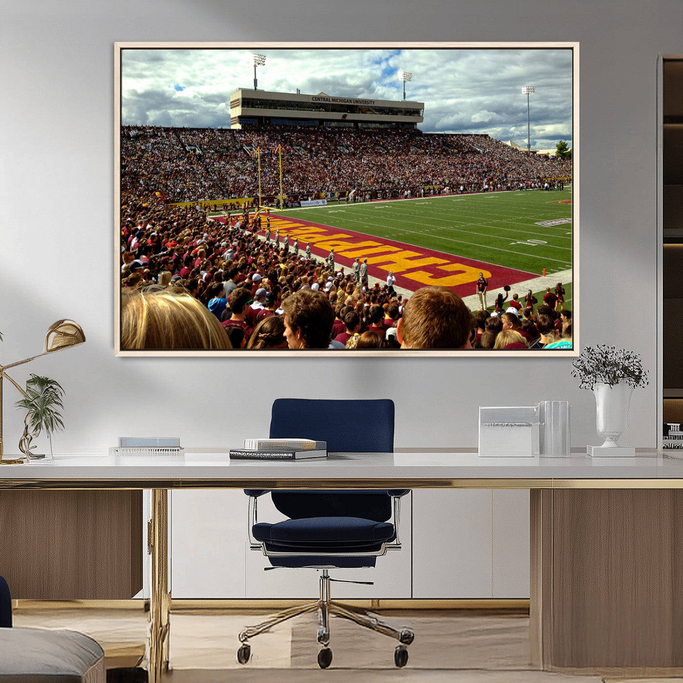 MGV-FC-36X24 - Central Michigan University Chippewas Football Team Print - Mount Pleasant Kelly/Shorts Stadium Wall