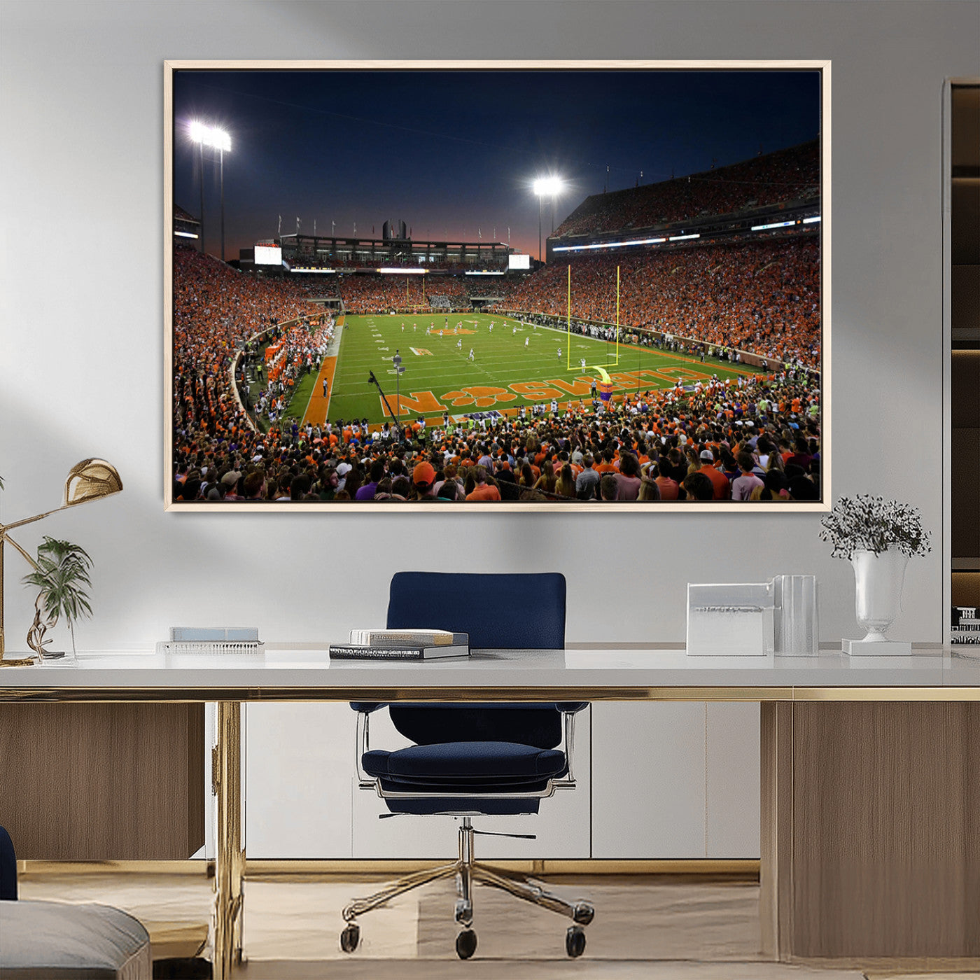 MGV-FC-36X24 - Clemson University Tigers Art Print, Football Team Print - Clemson Memorial Stadium Wall Art Canvas
