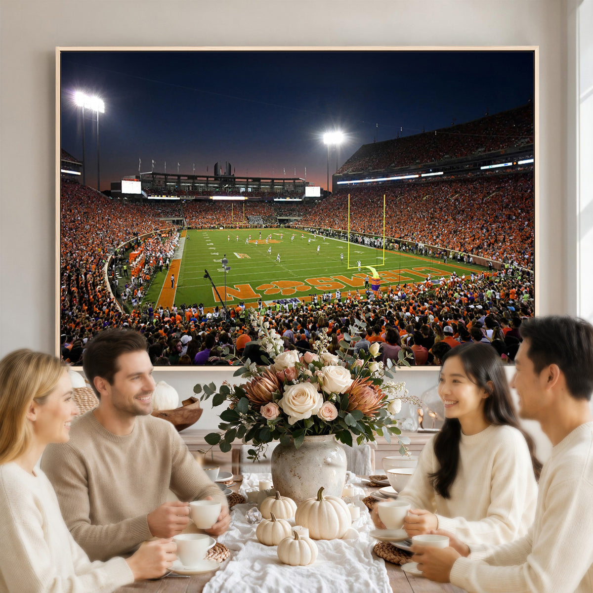 32340-MGV-CV-36X24 - Clemson University Tigers Art Print, Football Team Print