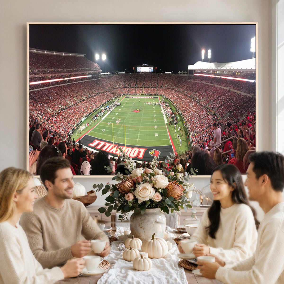 51251-PAN-FL-20X10 - University of Louisville Cardinals Football Team Print - Louisville Cardinal Stadium Wall Art Canvas