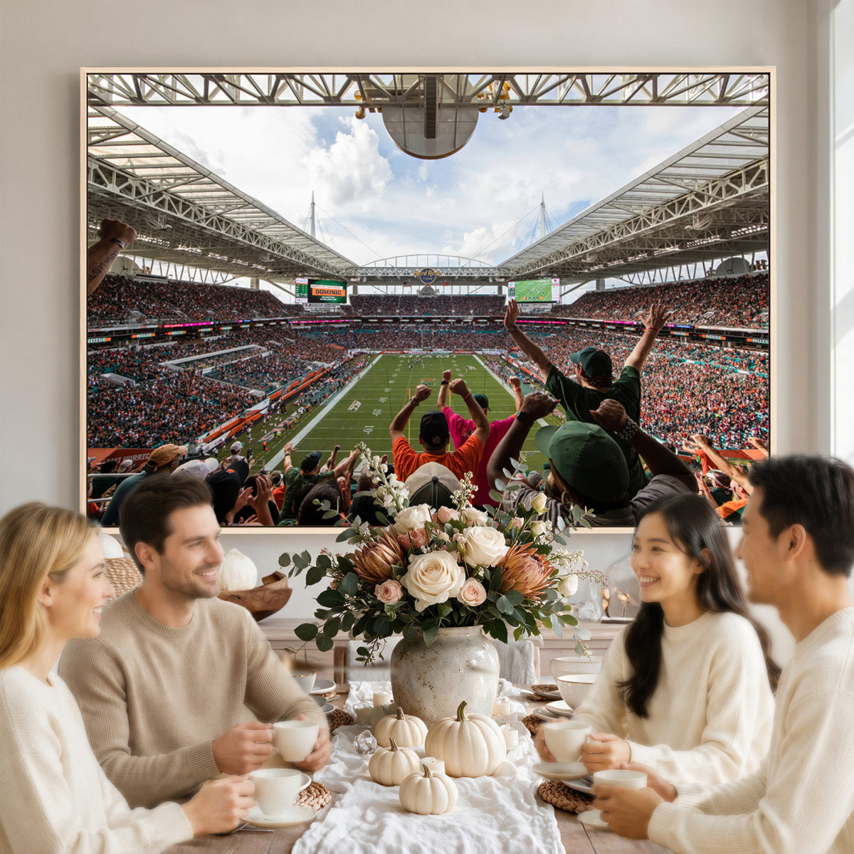 66239-PAN-FL-20X10 - Miami Hurricanes Football Team Wall Art Print - Miami Hard Rock Stadium Wall Art Canvas Print