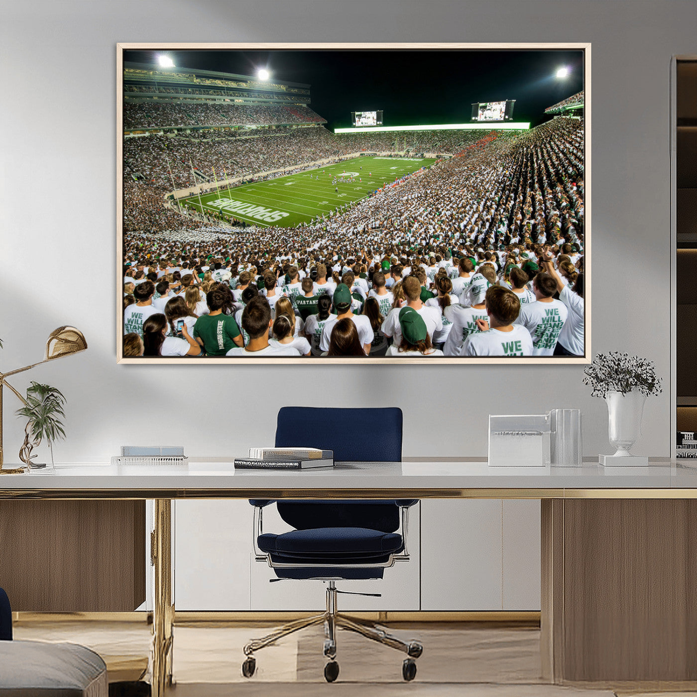 MGV-FC-36X24 - Michigan State Spartans Football Canvas Print - East Lansing Spartan Stadium Wall Art Canvas Print