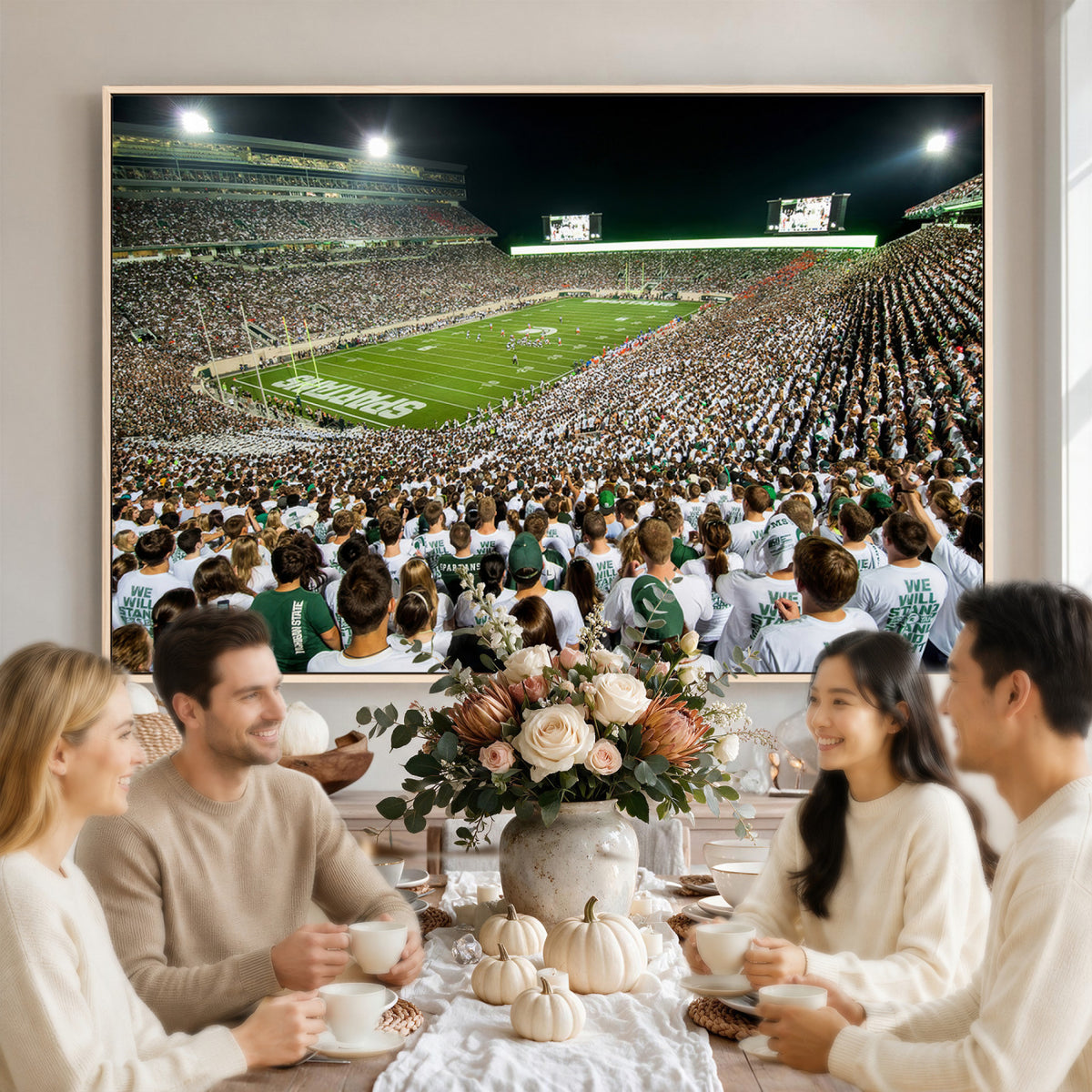 30457-PAN-FL-20X10 - Michigan State Spartans Football Canvas Print - East Lansing Spartan Stadium Wall Art Canvas Print