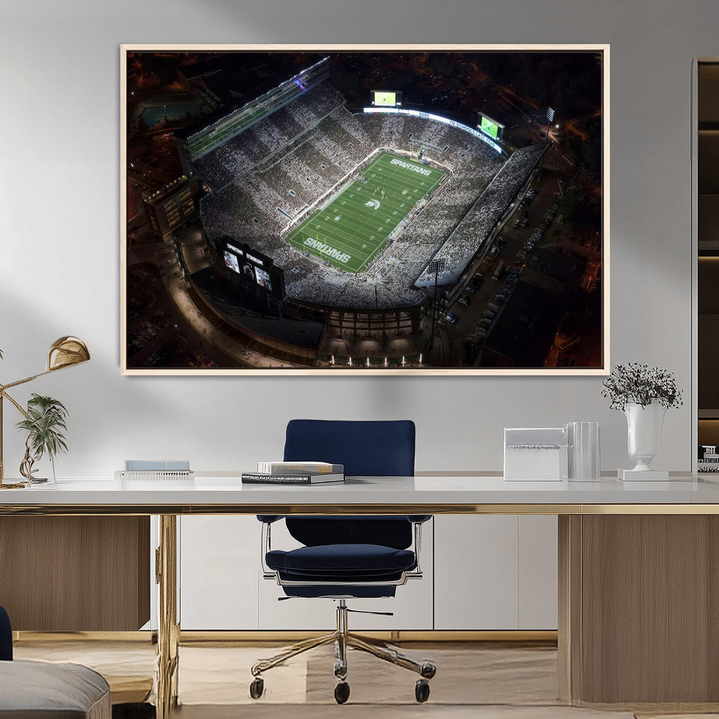 MGV-FC-36X24 - Michigan State Spartans Football Team Print - East Lansing Spartan Stadium Print Wall Art