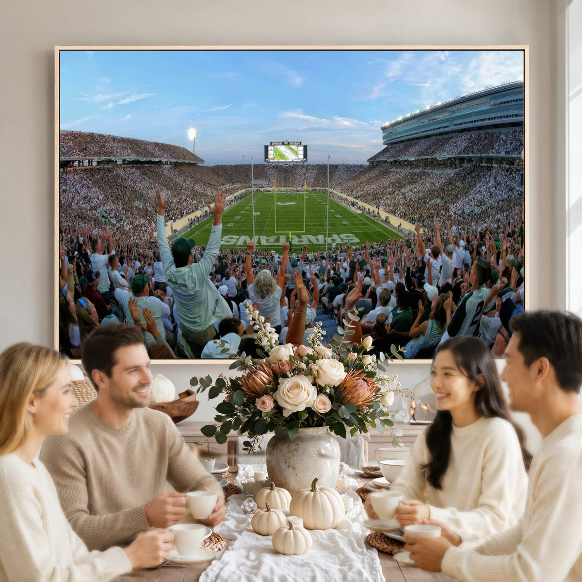 73105-PAN-FL-20X10 - Michigan State Spartans Football Team Art Print - East Lansing Spartan Stadium Wall Art Canvas Print