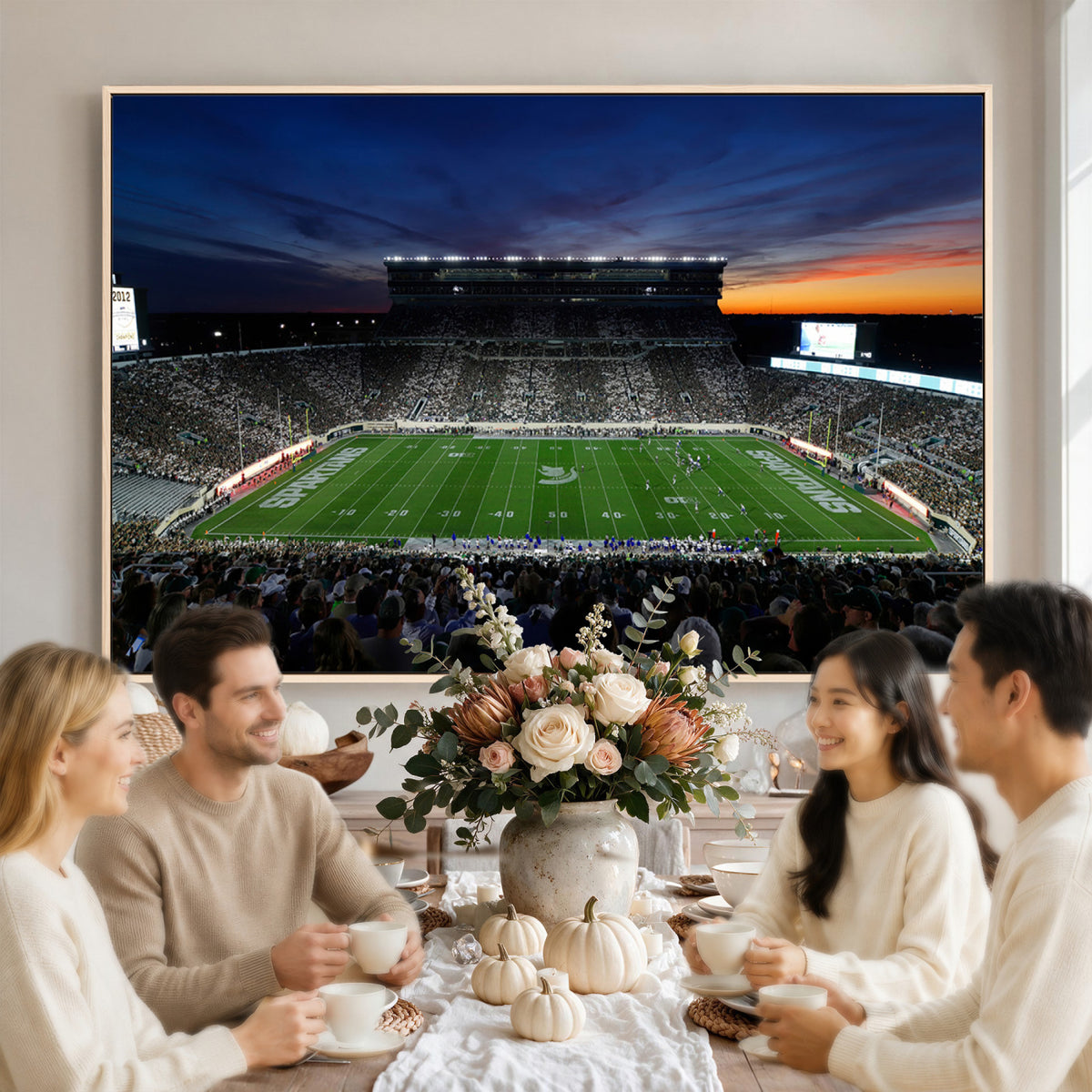 49074-PAN-FL-20X10 - Michigan State Spartans Football Team Print - East Lansing Spartan Stadium Canvas Print