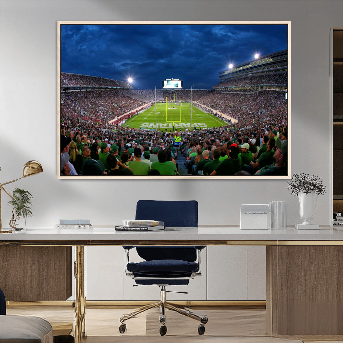 MGV-FC-36X24 - Michigan State Spartans Football Team Print - East Lansing Spartan Stadium Wall Art Canvas Print