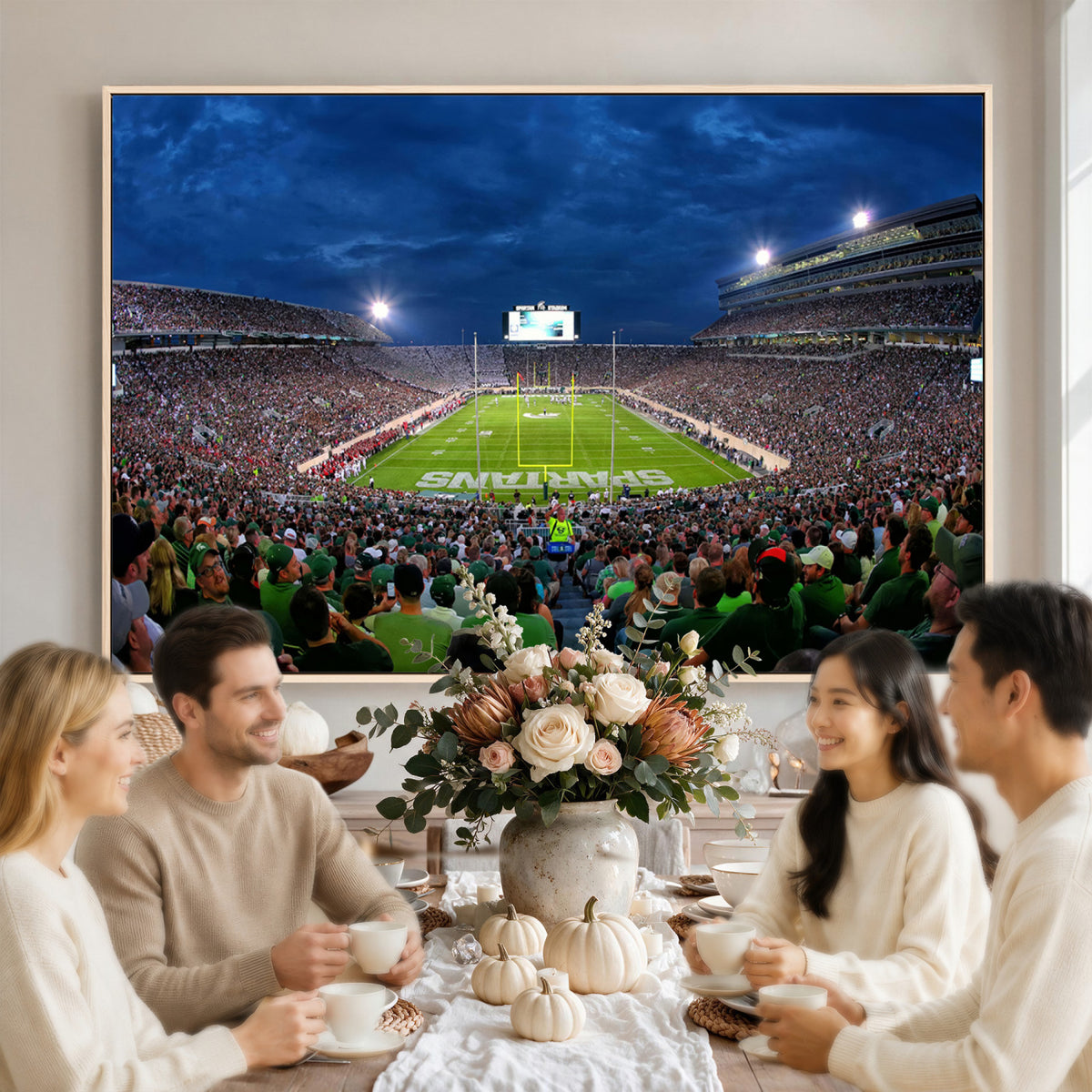 35248-PAN-FL-20X10 - Michigan State Spartans Football Team Print - East Lansing Spartan Stadium Wall Art Canvas Print